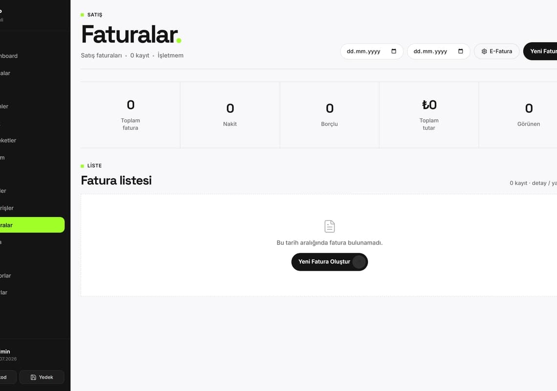Satış ve alış faturasını hızlı kesin
